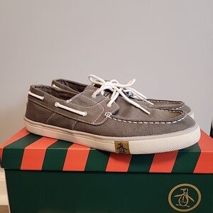 Penguin Originals Fly Ocean Gray Canvas Boat Shoes Deck Shoes Men's Size 10